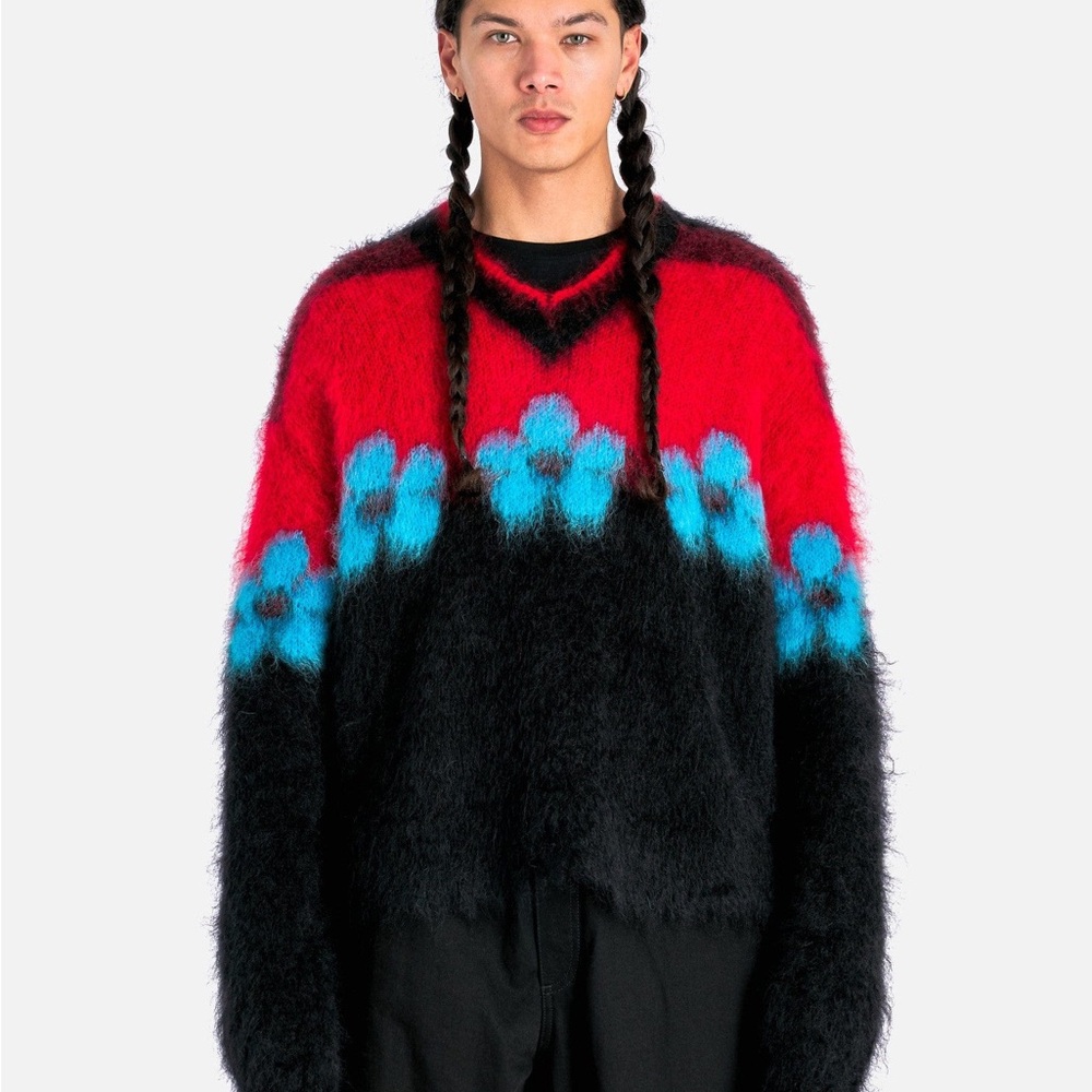 Marni Red and Black Sweater with Blue Accents